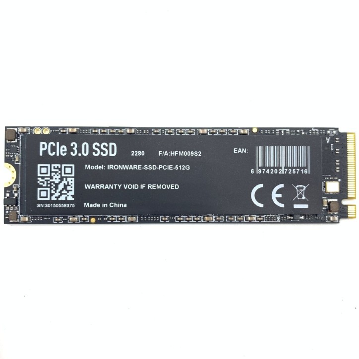 IRONWARE SSD 512GB M.2 PCIe NVMe 3.0 Bulked (no confezione)