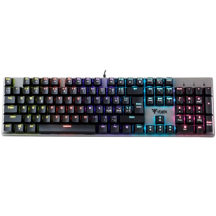 ITKGMCX10 ITEK Tastiera Gaming USB X10 Meccanica Switch Blu 104 tasti Rainbow LED con 12 modalità