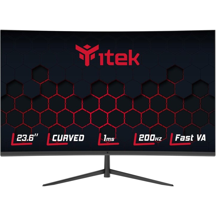 ITMC24V201FHD ITEK Monitor GGC 23.6" Curvo R1500, FHD 1920x1080, Fast VA, 200Hz, 16:9, 1ms, HDMI, DP, Adapt Sync