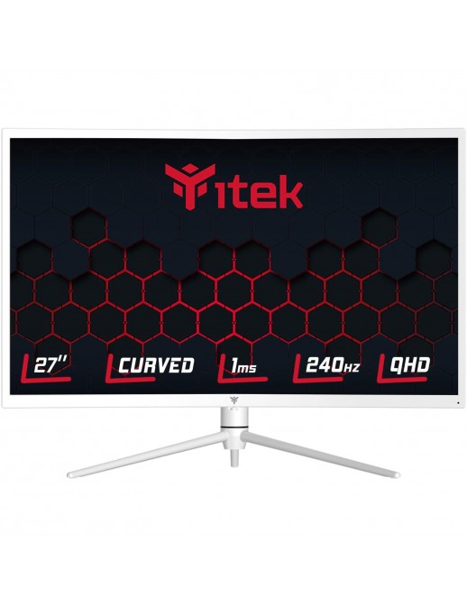 ITMC27V241QHD ITEK Monitor GGC 27" Curvo R1000, WQHD 2560x1440, VA, 240Hz, 16:9, 1ms OD, HAS, 2xHDMI, DP, Type-C, USB, HDR100...