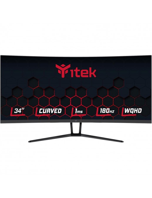 ITMC34V181WQHD ITEK Monitor GGC 34" Curvo R1500, WQHD 3440x1440 UltraWide, VA, 180Hz, 21:9, 1ms, 2xHDMI, 2xDP, HDR400, Adapt ...