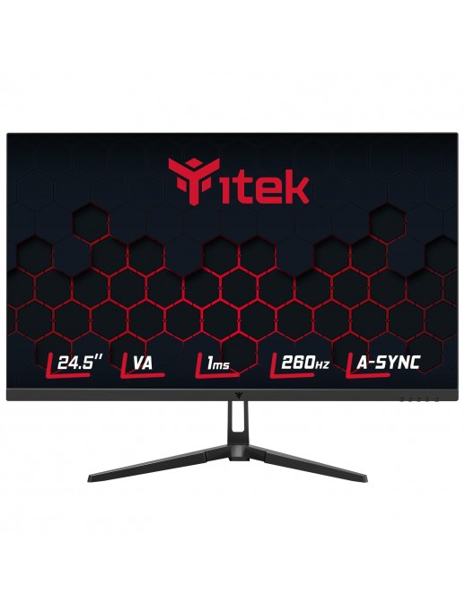 ITEK Monitor GGF 24.5", FHD 1920x1080, VA- 260Hz- 16:9- 1ms- HDMI- DP- HDR- RGB, Adaptive Sync