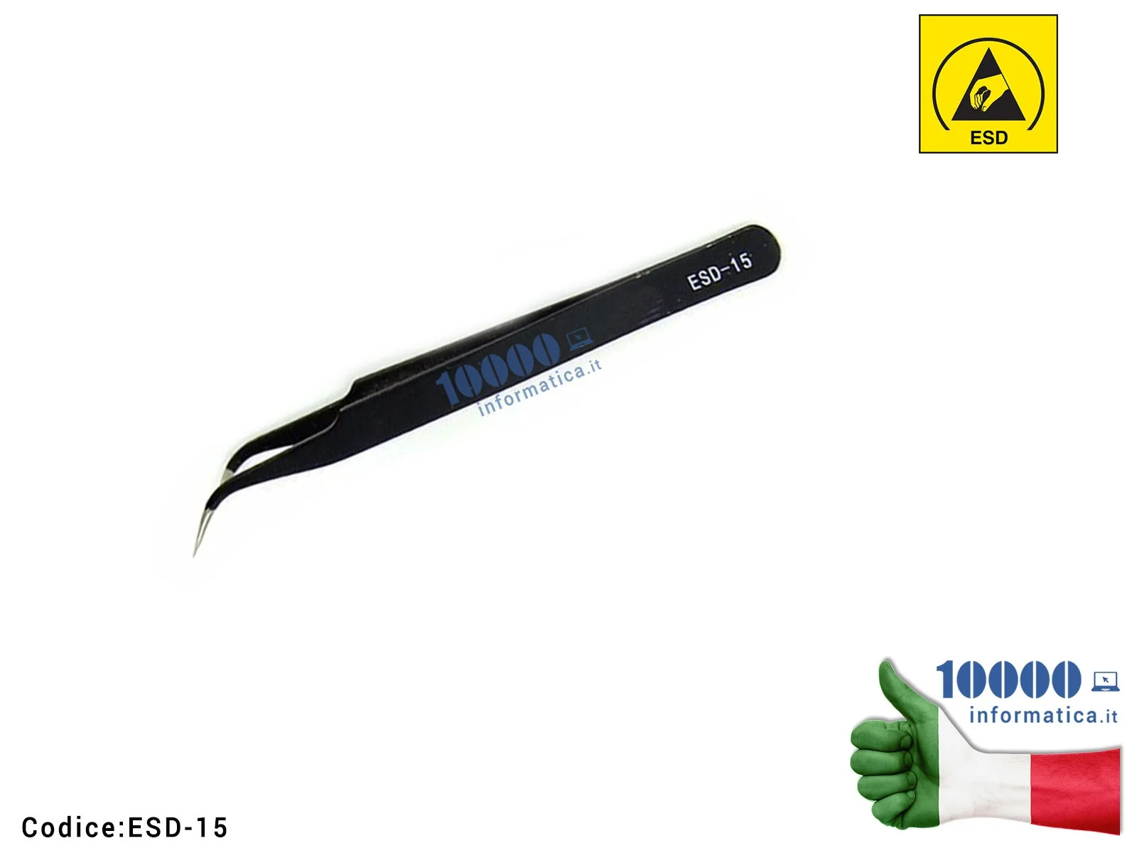 ESD-15 Pinzetta Antistatica ESD Anti-magnetica [Punte curve sottilissime] Scheda Madre Notebook Smartphone Tablet BGA PCB Board