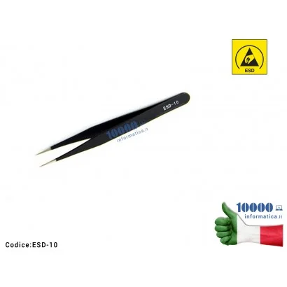 ESD-10 Pinzetta Antistatica ESD Anti-magnetica [Punte dritte fine] Scheda Madre Notebook Smartphone Tablet BGA PCB Board