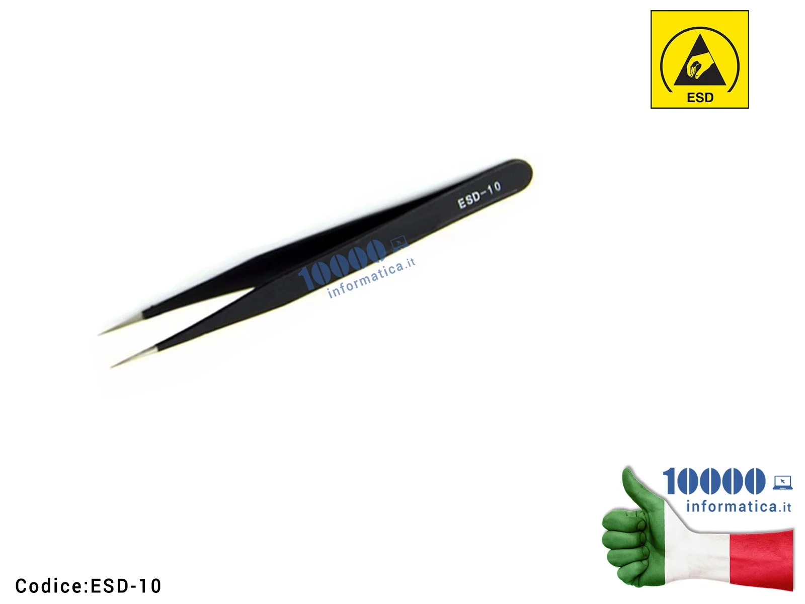 ESD-10 Pinzetta Antistatica ESD Anti-magnetica [Punte dritte fine] Scheda Madre Notebook Smartphone Tablet BGA PCB Board