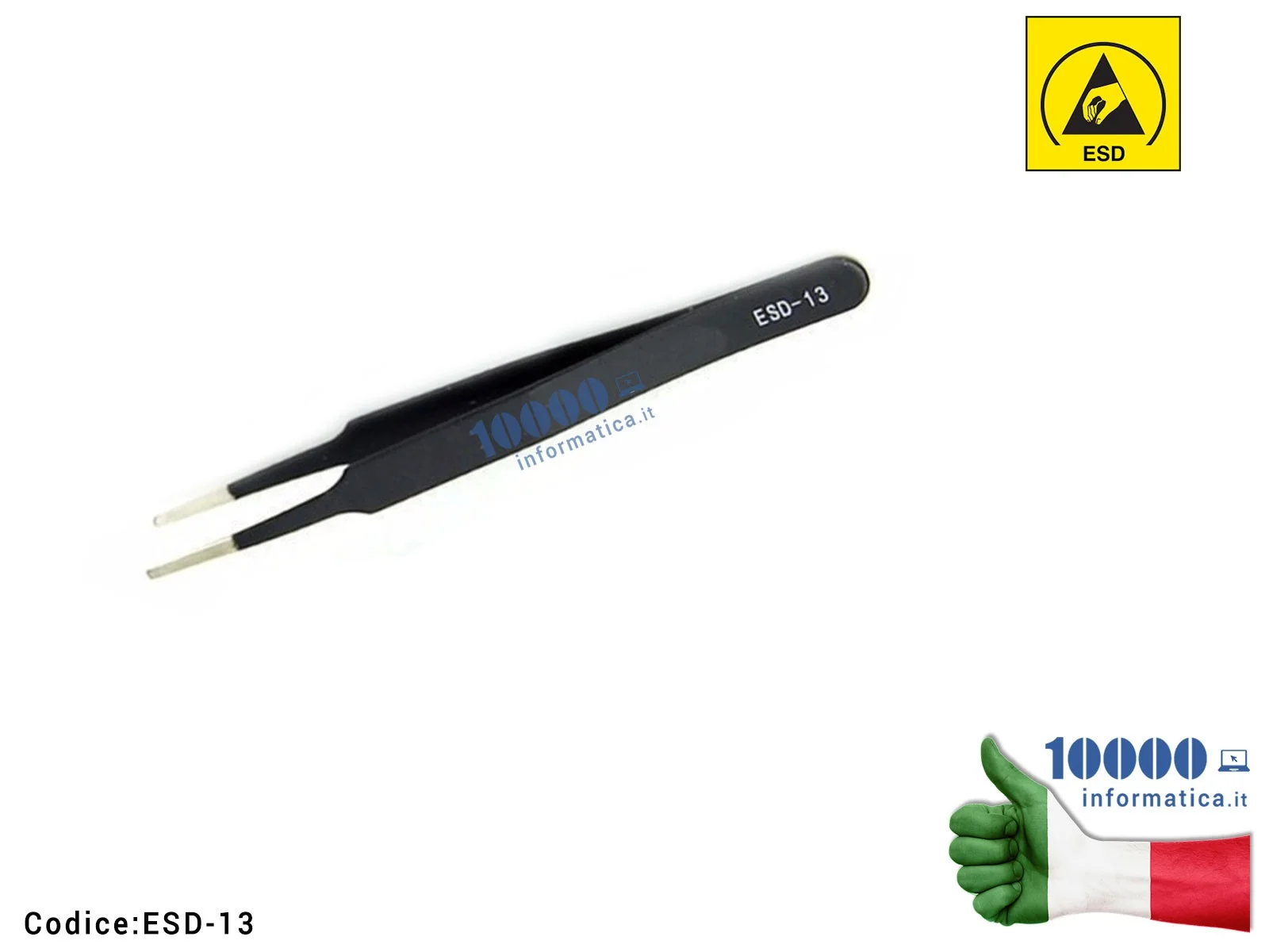 ESD-13 Pinzetta Antistatica ESD Anti-magnetica [Punte dritte smussatte] Scheda Madre Notebook Smartphone Tablet BGA PCB Board