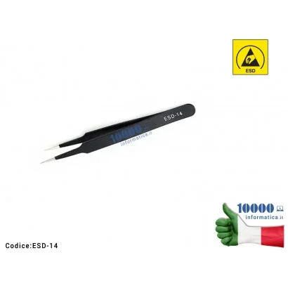 ESD-14 Pinzetta Antistatica ESD Anti-magnetica [Punte dritte sottilissime] Scheda Madre Notebook Smartphone Tablet BGA PCB Board