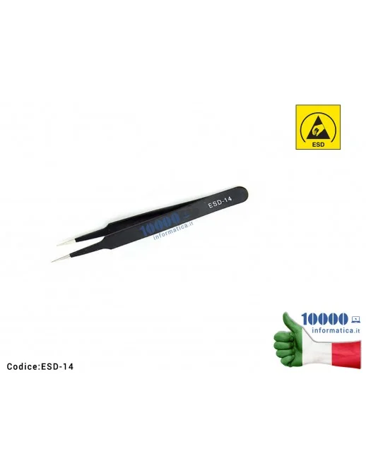 ESD-14 Pinzetta Antistatica ESD Anti-magnetica [Punte dritte sottilissime] Scheda Madre Notebook Smartphone Tablet BGA PCB Board