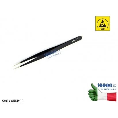 ESD-11 Pinzetta Antistatica ESD Anti-magnetica [Punte dritte strette e super fine] Scheda Madre Notebook Smartphone Tablet BG...