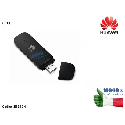 E3372 Chiavetta Internet Key Modem USB HUAWEI E3372H PLAY SIM Connessione 3G 4G LTE 150 Mbps [NERO]