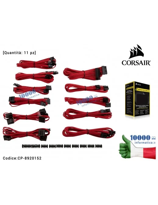 CP-8920152 Cavi Alimentatore CORSAIR Individually Sleeved Premium PSU Cable KIT Type 4 [11 pz] (ROSSO)