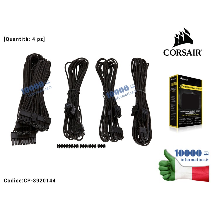 Cavi Alimentatore CORSAIR Individually Sleeved Starter PSU Cable KIT Type 4 [4 pz] (NERO)