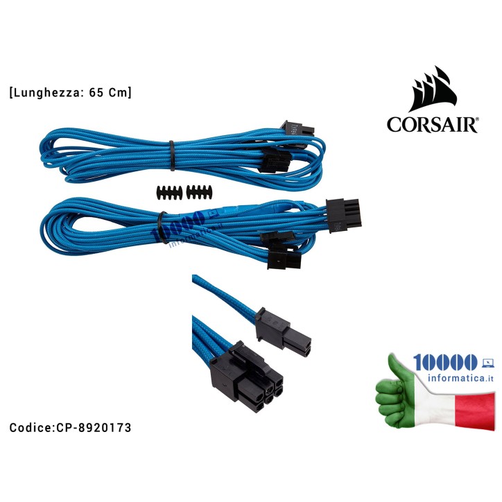 Cavo Alimentatore CORSAIR Individually Sleeved PCIe Single PSU Cable Type 4 [65 Cm] (BLU)