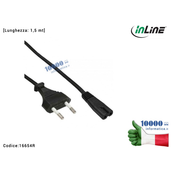 Cavo di Alimentazione C7 InLine (2 POLI) Corda Alimentatore Notebook Presa Spina Italiana EuroPlug EU CEE IEC-320-C7 IEC320C7 [1 Cavo di Alimentazione C7 InLine (2 POLI) Corda Alimentatore Notebook Presa Spina Italiana EuroPlug EU CEE IEC-320-C7 IEC320C7 [1
